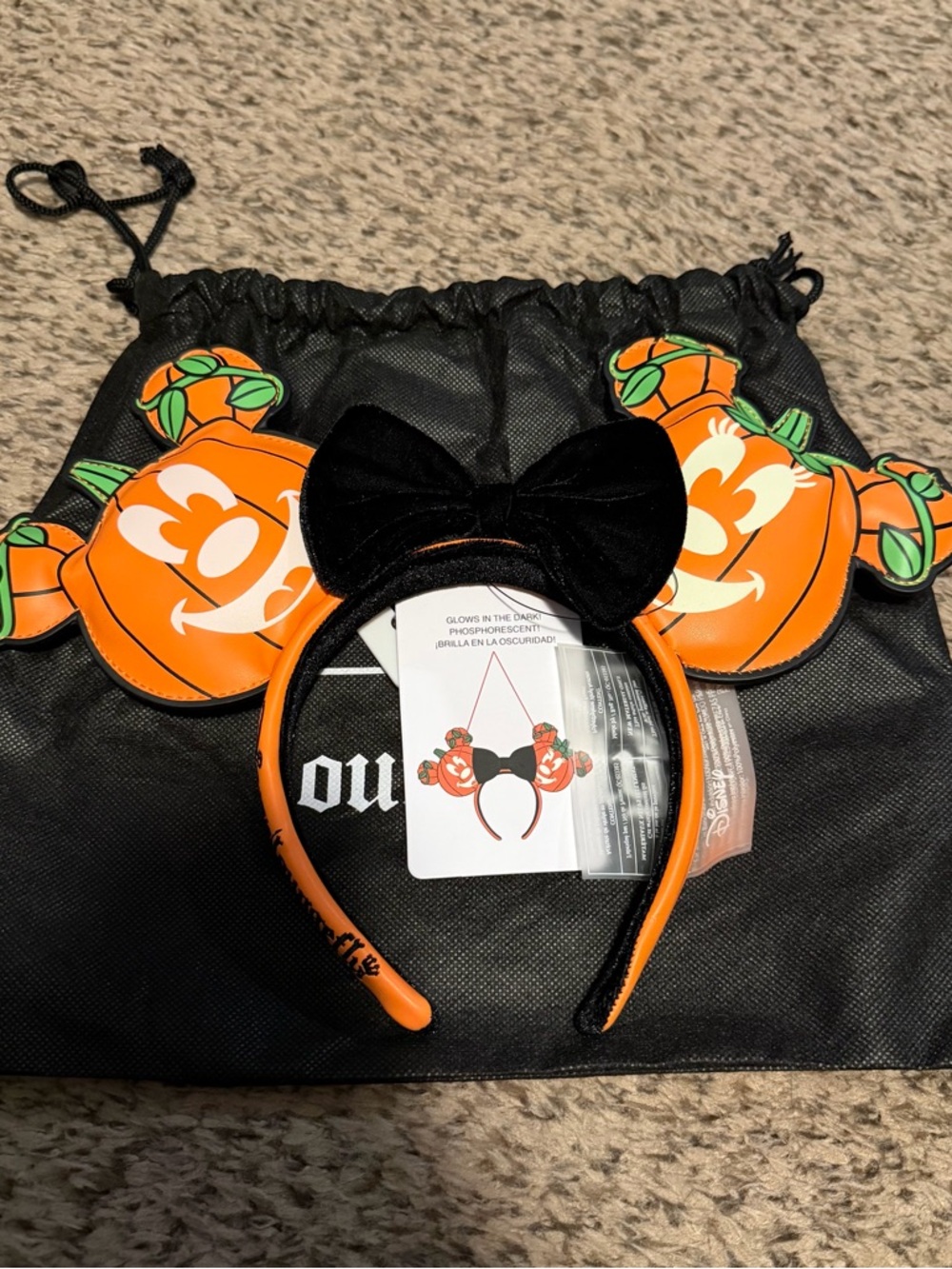 Disney Loungefly Jack-O’-Lantern Mickey & Minnie Ear Headband